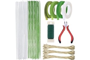 ALLAZONE Allaozne Kit de Herramienta de Arreglos Florales Cintas Florales, 2 Estilo Floral Wire, Cuerda de Cáñamo y Cortador de Alambre Floral para Hermoso Arreglo de Ramo