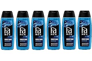 Fa Men - Gel Douche Corps Homme - Perfect Wave - Formule de pH neutre pour la peau - Testé sous contrôle dermatologique revitalisée- Bouteille de 250 ml - Lot de 6