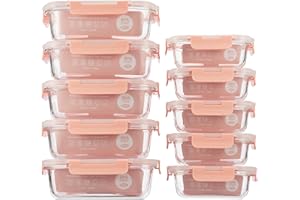 S SALIENT Glas-Frischhaltedosen Set, 10 St, meal prep boxen,glasbehälter mit deckel,Spülmaschinenfest, Mikrowellen & Gefrierschrankgeeignet, Auslaufsicher, Modern, Lebensmittelbehälter