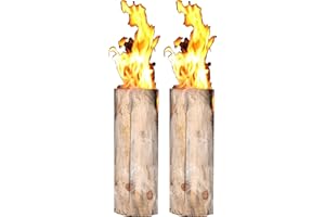 HOYO TECHNOLOGY GMBH Schwedenfeuer 2 Stück Baumfackel Finnenfackel Gartenfackel Fackel H 60 cm D 20 - 25 cm