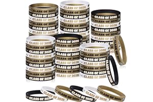 Poluka 60Pcs Class of 2025 Rubber Wristbands Silicone Graduation Bracelets Graduating Rubber Bracelets 2025 Graduation Party Favors Present Supplies