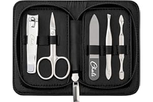 Chali® Manicure Set 5pcs - Stainless Steel Nail Set for Men and Women with Case - nail scissors, nail clippers, tweezers, glass nail file, cuticle pusher