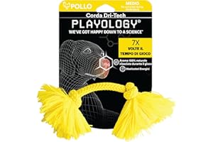 Playology Corda masticabile Dry-Tech per cani di taglia media (7-16 kg) | Gioco con aroma completamente naturale di pollo, per masticazioni aggressive | Facile da pulire | Interattivo e atossico