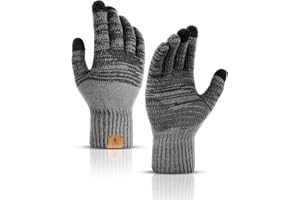 INSISMY Gants Hiver pour Homme Femme Gants Tactiles avec Doublure Polaire Thermique en Tricot Doux Manchette Élastique Paumes Antidérapantes pour Smartphone Conduite Vélo Moto