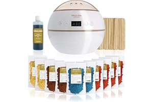 Kit Epilation Cire - Chauffe Professionnelle - Perles de Cire 1kg - Spatules - Huile Post Epilation - Maillot, Corps et Visage - Kit Complet - Mealiss Sense - Plastimea