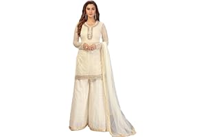 TRENDMALLS Damen Baumwoll-Stickerei Kurta Sharara Anzug-Set