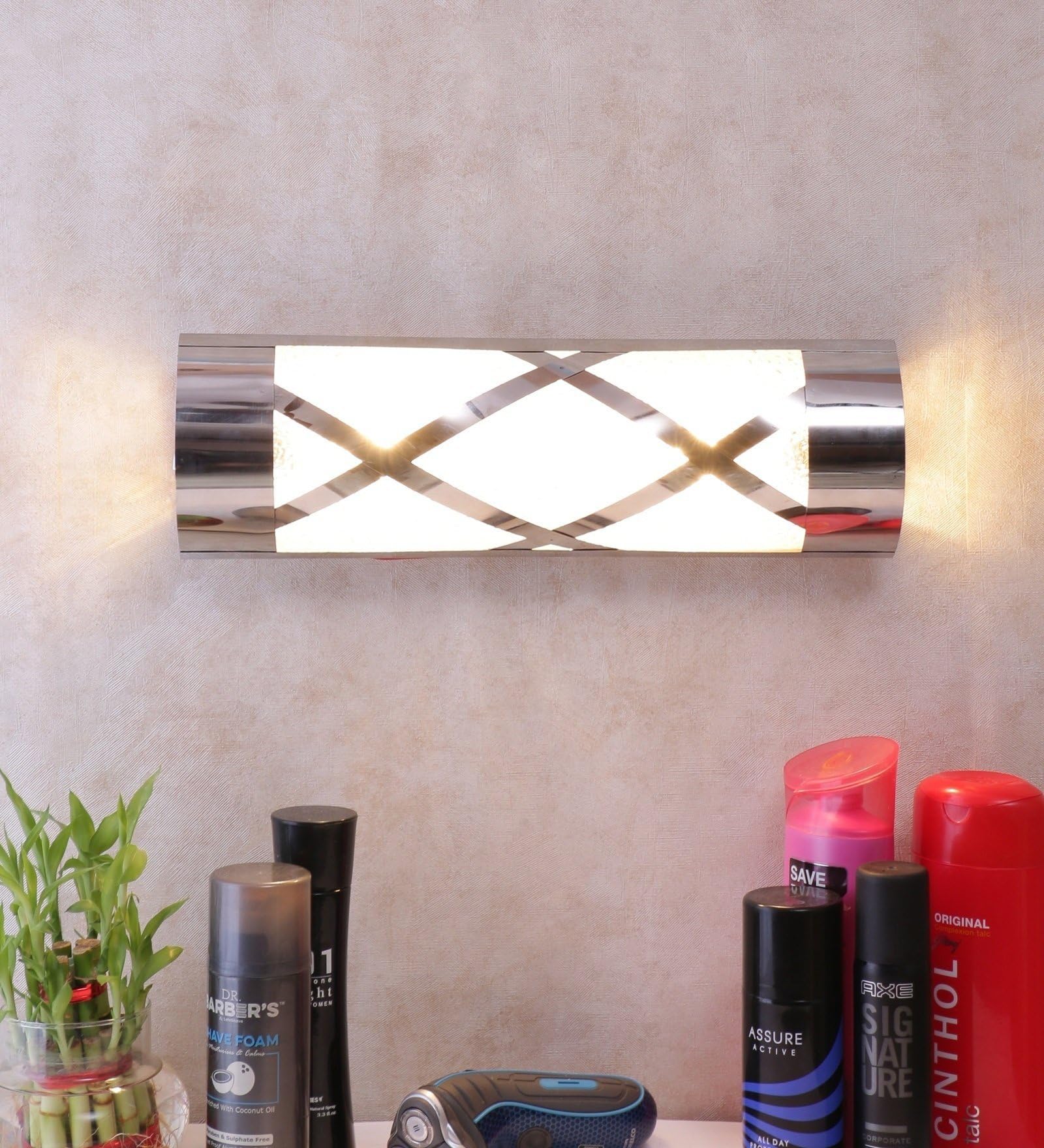 DevanshDevansh Off White Steel & Glass Bathroom Light for Wash Basin/Mirror