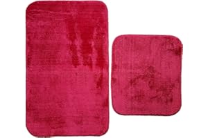 ILKADIM EXPORT Badgarnitur 2 TLG. Set 60x100 cm, einfarbig Fuchsia, WC Vorleger rechteckig für Hänge-WC, 2cm stark, sehr weich