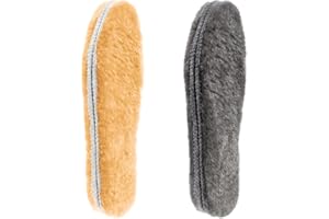 LARGERED 2 Pairs Genuine Sheepskin Insoles, Furry Lamb Thick Shoe Insoles for Women Men, Soft Cosy Fluffy Wool Replacment Insole for Slippers Wellies Clog Work Boots, Shearling Insoles