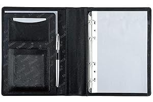 Alassio Benaco 30003-1 segregator pierścieniowy ze sztucznej skóry z kalkulatorem kieszonkowym, czarny, Czarny