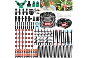 DONGQI system nawadniania ogród, zestaw do nawadniania kropelkowego 50M+15M m automatyczne nawadnianie mikrozraszacz krzew zestaw do nawadniania ogrodu do krajobrazu, rabatki kwiatowej, rośliny tarasowe