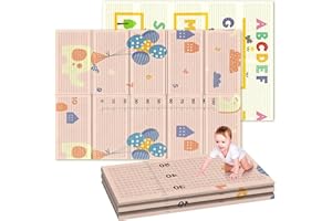 Soontrans Krabbelmatte Baby, Spielmatte Baby Faltbar, 180x120x1cm, Play Mat for Babies Doppelseitige, Schaumstoffmatt, Wasserdicht, Bodenmatte Kinder mit Aufbewahrungstasche (Elefant/Alphabet)