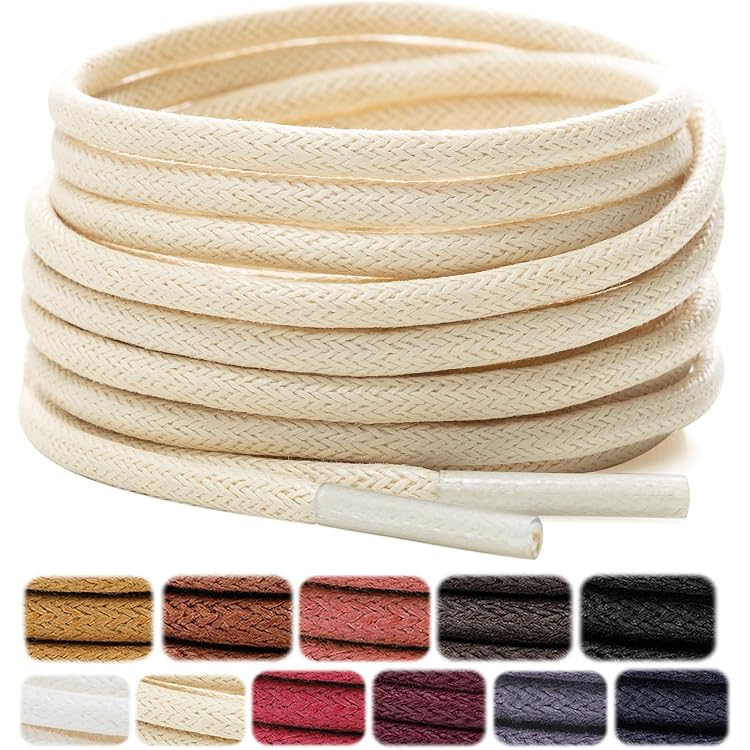Strings Shoe Lace Company Round Replacement Laces – 45, 54, Or 60 Inch, Metal Aglets, Poly/Cotton