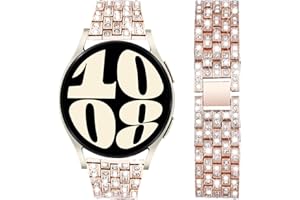 VISOOM Kompatibel mit Armband Galaxy Watch 5/Watch 4/Watch 6,Edelstahl Metallarmband Metall Uhrenarmband Mit Diamant für Samsung Galaxy Watch 4 5 6 40MM 44MM/4 Classic 42MM 46MM/5 Pro 45MM