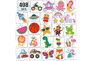 Leesgel Tatuajes Temporales Niños, 408 Hojas Tatuajes Temporales Pegatinas Infantiles (Utilizar directamente sin tijeras), Detalles Regalos Cumpleaños Niños Colegio Fiesta Juguetes