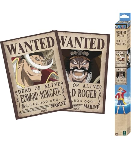 Poster Ufficiale One Piece Chibi Wanted Ace – GB Eye, 52x38 Cm, Carta Laminata Di Alta Qualità