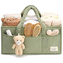 Panier à Langer Redcoutt - Organisateur Couches Portable 38x18x23cm - Coton - 2 Séparateurs - Cadeau Naissance