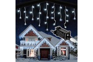 NETTA Icicle Lights Outdoor Christmas 1000 LED 30m Lit Length, Cool White LED Icicle Fairy House Lights with 8 Hours On Timer, Memory, 8 Lighting Modes, Mains Powered – 1000 LED, Cool White