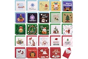 Naler Carte de Noël avec Enveloppe 24 Cartes de Vœux Joyeux Noël en Papier Écologique pour Cadeaux