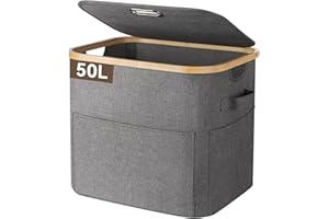 OUSFOT Cesto Portabiancheria Sporca 50L, Cesta Panni Sporchi con Grandi Tasche Anteriori e una Robusta Maniglia, Impermeabile Laundry Basket Per Armadi a Muro, Camere da Letto, Lavanderie, Bagno