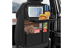 Oneyus Auto Organizer, Autositz Organizer Große Rückenlehnenschutz Auto Kinder Multifunktional Wasserdicht Rücksitz Organizer mit Klapptisch, Tablet Tasche und Viele Taschen