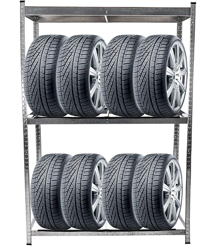 ALL Premium Reifenregal 8 Reifen – 100x110x40 Cm, 250 Kg Traglast, Schwarz, Platzsparend