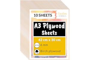 Creative Deco 10 x A3 Birch Plywood Sheets | 420 x 300 x 6mm (+/-2mm) Baltic Wood Ply | Perfect Board for Wood DIY Home Decor, Arts, Craft, Painting, Laser Cutting, CNC, Stenciling Pyrography