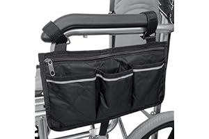 WIVMYPOG Sac de Fauteuil Roulant, Sacoch Fauteuil Roulant, Sac Lateral pour Fauteuil Roulant Pour Accoudoirs Avec Bande RéFléChissante Pour Marcheurs, Scooter de Mobilité,Accessoires pour Déambulateur