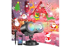 LYMIN Christmas Projector Lights Outdoor, 2-in-1 Moving Patterns Landscape Lights, 26 HD Effects 16 Slides& 10 Ocean Wave, Waterproof Decorative LED Lighting with Remote for Festivals Birthday Party