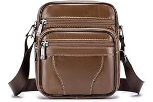 BAGZY Bolso bandolera para hombre, de piel auténtica, pequeño bolso de hombro para hombre, mochilas de negocios, bolsas de mano, bolsas de viaje