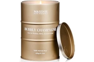 ‎M&SENSE M&SENSE ŚWIECA ZAPACHOWA - Szampan Bubbly | Naturalny Wosk Sojowy 600g | 120h Palenia | Elegancki Prezent & Dekoracja Domu