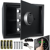 ONBEST Elektro-Tresor Mit Fingerabdruck & Code – Safe Aus Stahl, 20x31x20 Cm, Für Geld & Dokumente
