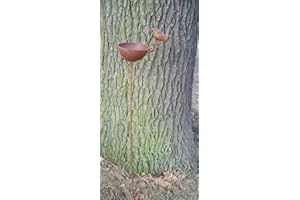 DEKO-IMPRESION Vogeltränke, Vogelfutterstelle, Gartenstab, Gartenstecker, Eisen, Rost