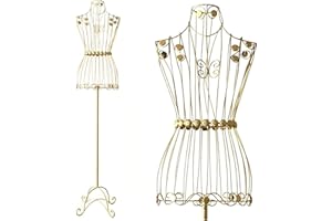 PrimoLiving Maniquí de sastre "Bella Donna" de metal en color dorado - Busto de maniquí decorativo con aspecto vintage. Maniquí mujer para uso como busto decorativo o armario P-00229