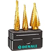 Amazon Brand - Denali 3-Piece Step Drill Bit Set, 3-13 mm, 5-13 mm, 5-22 mm