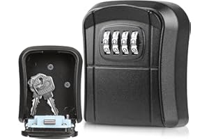 Diyife Schlüsseltresor mit 4-stelligem Zahlencode, [Wasserdichte ] Hochleistungs Wandmontage Kombinationsschlüssel Safe Speicher Verschluss Kasten für Garagen, Schule Ersatz Haus Schlüssel (Schwarz)