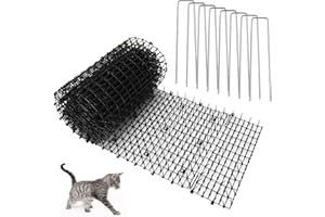 YAYODS 30CM x 4M Cat Scat Mat with Spikes, Black Plastic Cat Repellent Mat with 8Pcs U Shape Pegs, Multi Purpose Pet Deterrent Mats for Indoor and Outdoor