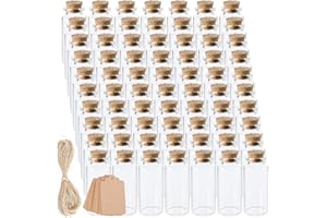 Kingrol Paquete de 70 tapones de corcho de 30 ml, botellas de deseos con etiquetas personalizadas y cuerda, mini botella para manualidades, recuerdos de fiesta de boda