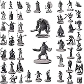 50 Unique Fantasy Tabletop RPG Miniatures for Dungeons and Dragons, Pathfinder Role Playing Games - Bulk Unpainted - Great fo