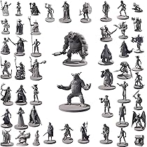 29-Piece Heroic Townsfolk Fantasy Miniatures Set - Unpainted DND Figures For Tabletop RPGs