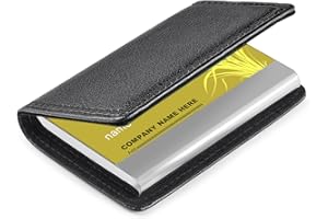 wisdompro Business Card Holder Double Sided PU Leather Business Card Holder with Magnetic Closure for Men and Women Ultra Slim