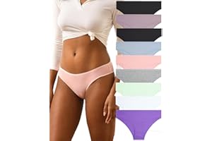 FINETOO Confezione da 9 pezzi di biancheria intima da donna in cotone, set da donna Confy Slips Soft Hipster Sexy Panties Mutande da donna morbide, cintura sportiva, confezione multipla S-XL, A-9er, S