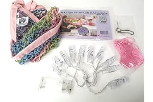 MiniOwls Toy Storage Hammock Organizer Net for stuffed Animals and Teddies De-cluttering Solution & Inexpensive Idea for Every Room (Unicorn, Large w/Tassel and Lights)