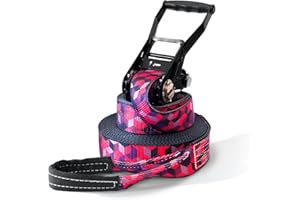 Secoroco Kit de slackline – Longueur de 15, 25 ou 35 m & Largeur de 5 cm Motif unique "Cubes", avec sac de transport/sac de gym à la mode & protection pour arbre et cliquet, manuel d’utilisation (français non garanti)