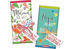 ‎STEINBECK STEINBECK Set Muttertag Vatertag Geschenk-Schokolade je 100g beste Mama bester Papa schön dass es dich gibt Mitgebsel hab dich lieb
