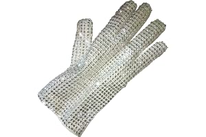ZBH1985 mäns paljettprestanda Michael handske silver för kostym, Vit höger | Mousserande strasshandske för fest, halloween imitatör rollspel