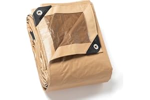 GUARD SHIELD Telone di copertura con occhielli, impermeabile, 4 m x 6 m, beige/cachi, multifunzione, in poliestere, 120 g/㎡, telo protettivo, multiuso, resistente agli strappi, stabilizzato ai raggi