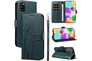 Bravoday Handyhülle für Samsung Galaxy A41 Hülle, Premium PU Lederhülle Klappbar Tasche Klapphülle mit Magnet Kartenfach Standfunktion Schutzhülle für Galaxy A41, Dunkelgrün