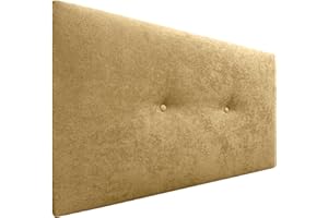 DHOME Cabecero de Polipiel o Tela Acualine Liso con Botones Tapizado de Alta Gama Cabezal Lujo Cama Dormitorio Moderno Acolchado (Tela Mostaza, 105x50cm (Camas 80/90/105))