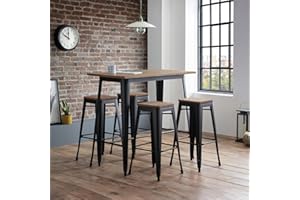 Julian Bowen Grafton Bar Table - Mocha Elm/Black Tables